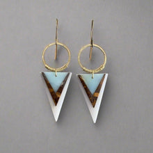 Load image into Gallery viewer, Brass + Stone Earrings: Amazonite Intarsia