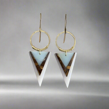 Load image into Gallery viewer, Brass + Stone Earrings: Amazonite Intarsia