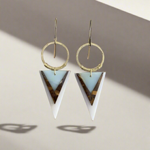 Load image into Gallery viewer, Brass + Stone Earrings: Amazonite Intarsia