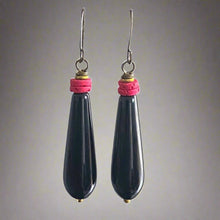 Load image into Gallery viewer, Onyx Rose Teardrop Earrings