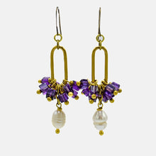 Load image into Gallery viewer, Pearl and Amethyst Crane Earrings