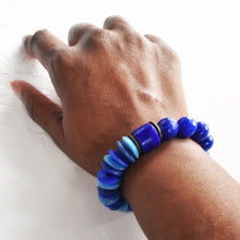 Load image into Gallery viewer, Blue Bands African Beaded Bracelet