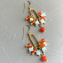 Load image into Gallery viewer, Carnelian and Larimar Crane Earrings