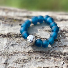 Load image into Gallery viewer, Silver Globes: Ghana Glass Statement Bracelets