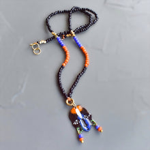 Load image into Gallery viewer, Black and Blue and Orange African Mask Layering Necklace