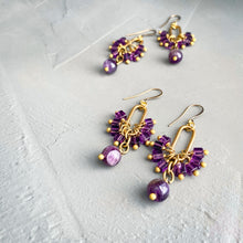 Load image into Gallery viewer, Amethyst Crane Earrings