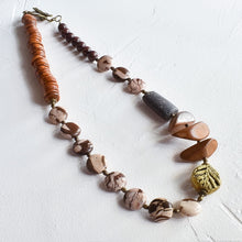 Load image into Gallery viewer, Brown Zebra Jasper, Brass and Wood Necklace (Reserved)