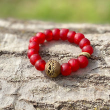 Load image into Gallery viewer, Brass Globes: Ghana Glass Statement Bracelets
