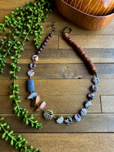 Load image into Gallery viewer, Brown Zebra Jasper, Brass and Wood Necklace (Reserved)
