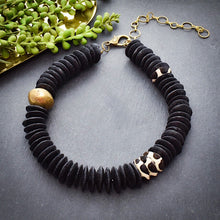 Load image into Gallery viewer, Black and Brass Ashanti Statement Necklace - Afrocentric jewelry
