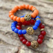 Load image into Gallery viewer, Brass Globes: Ghana Glass Statement Bracelets
