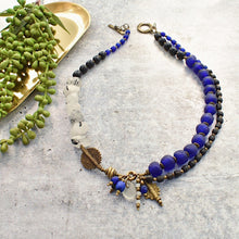 Load image into Gallery viewer, Rutilated Quartz Black and Blue Afrobohemian Necklace - Afrocentric jewelry