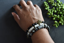 Load image into Gallery viewer, Black and White Multi-strand Adjustable Statement Bracelet