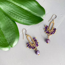 Load image into Gallery viewer, Amethyst Crane Earrings