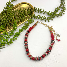 Load image into Gallery viewer, Candy Apple: Red and Brown Batik Statement Necklace