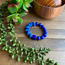 Load image into Gallery viewer, Blue Bands African Beaded Bracelet