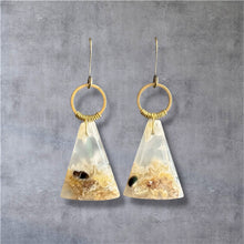 Load image into Gallery viewer, Brass + Stone Earrings: Plume Agate