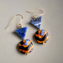 Load image into Gallery viewer, Mocha True Blue Kazuri Earrings