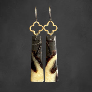 Brass + Stone Earrings: Septarian