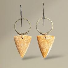 Load image into Gallery viewer, Brass + Stone Earrings: Fossil Agate