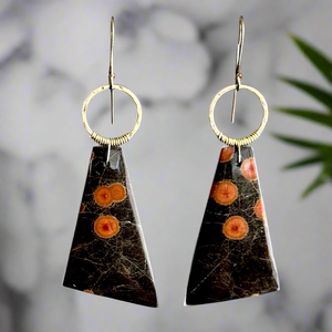 Brass + Stone Earrings: Peanut Obsidian
