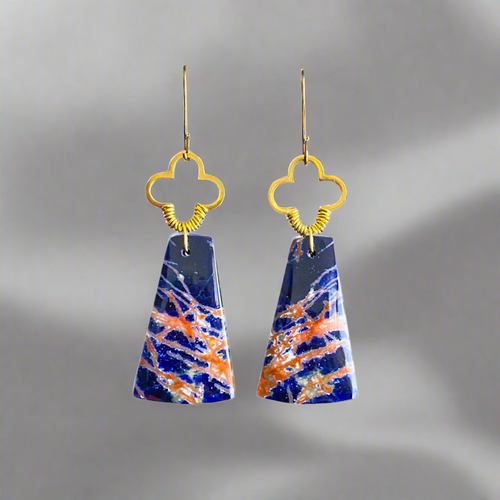 Brass + Stone Earrings: Sodalite