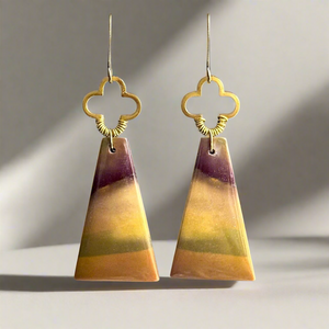 Brass + Stone Earrings: Mookaite Jasper
