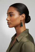 Load image into Gallery viewer, Brass + Stone Earrings: Bloodstone