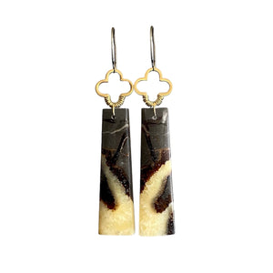 Brass + Stone Earrings: Septarian