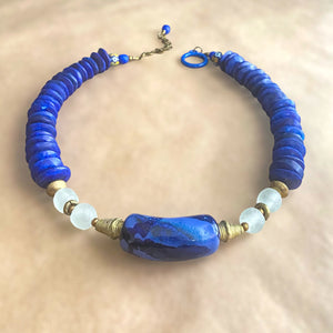 Blue Studies Kazuri Necklace