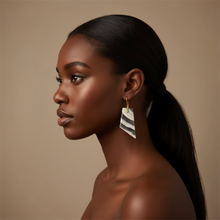 Load image into Gallery viewer, Brass + Stone Earrings: Zebra Calcite