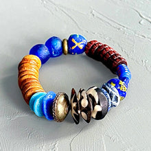 Load image into Gallery viewer, Royal blue colorful African beaded bracelet on a light gray background