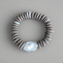 Load image into Gallery viewer, Rocks: Rough Cut Quartz and African Beaded Bracelet