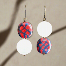 Load image into Gallery viewer, Berry Lattice Kazuri Earrings