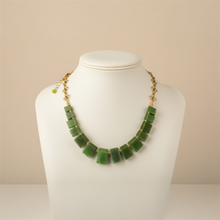 Load image into Gallery viewer, Green necklace on a mannequin bust against a beige background