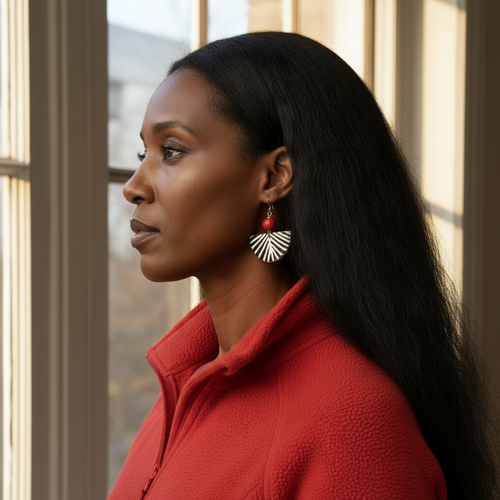 Rouge Grooved Moon Earrings