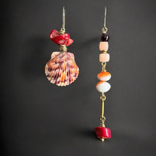 Load image into Gallery viewer, Coral and Spiny Mismatched Earrings, Take 1