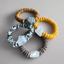 Load image into Gallery viewer, Rocks: Rough Cut Quartz and African Beaded Bracelet