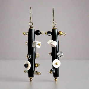 Bantu Knot Earrings (Black & White)