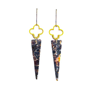 Brass + Stone Earrings: Turritella Jasper