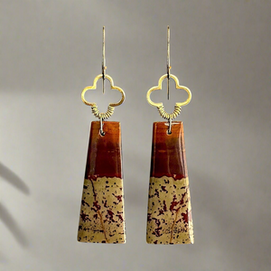 Brass + Stone Earrings: Cherry Creek Jasper