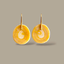 Load image into Gallery viewer, Brass + Stone Earrings: Camel Agate Slices
