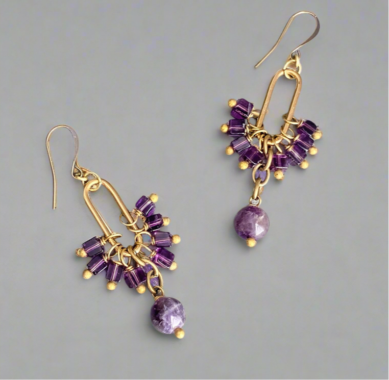 Amethyst Crane Earrings