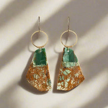 Load image into Gallery viewer, Brass + Stone Earrings:  Green Opal