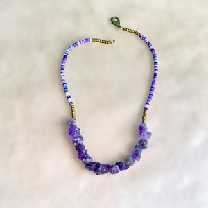 Purple Amethyst Crystal Vinyl Necklace