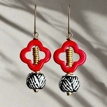 Load image into Gallery viewer, Fleur de Lis Kazuri Earrings