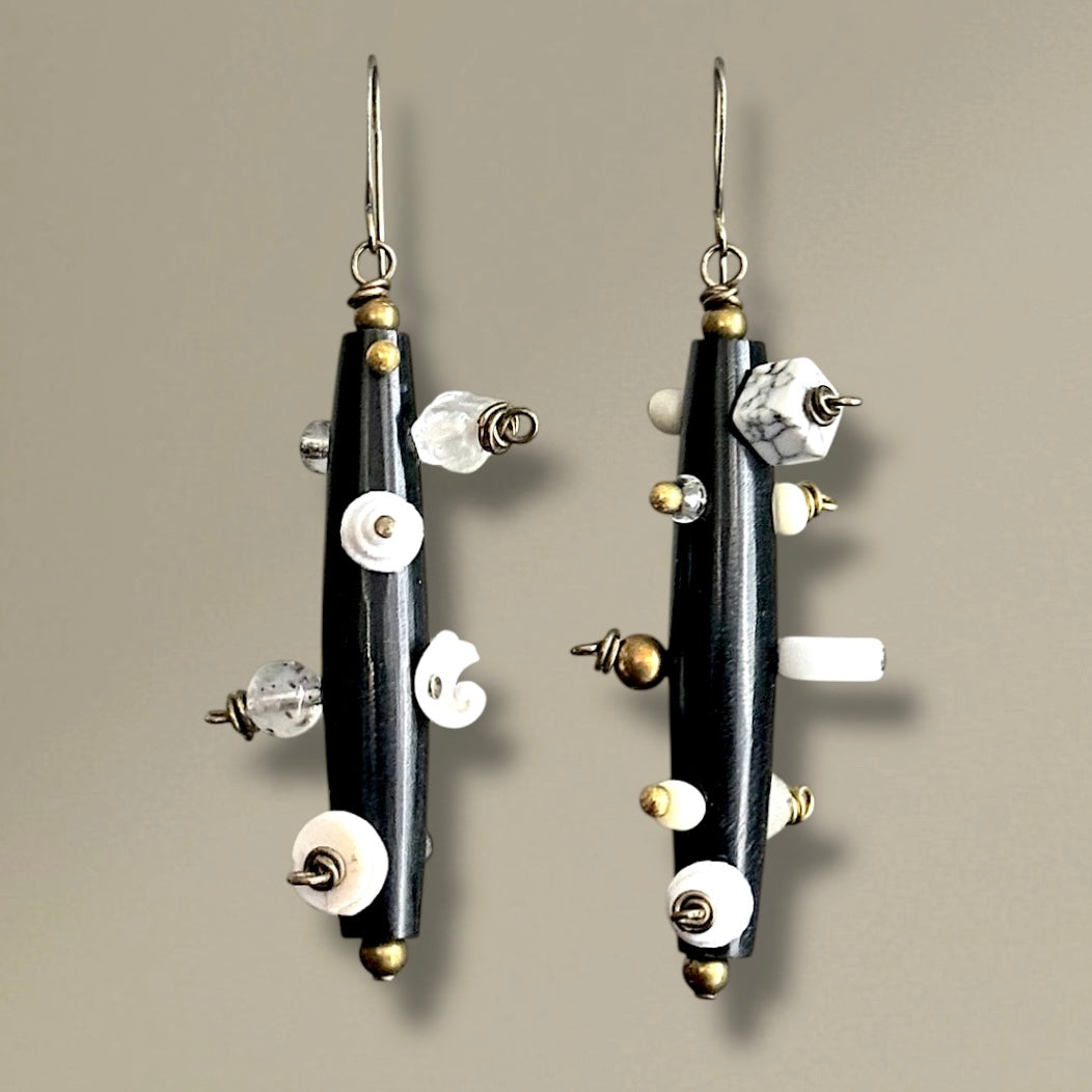 Bantu Knot Earrings (White)