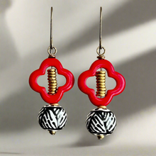 Load image into Gallery viewer, Fleur de Lis Kazuri Earrings