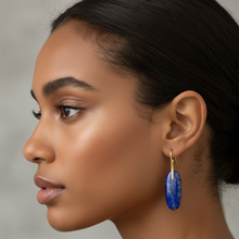 Load image into Gallery viewer, Brass + Stone Earrings: Lapis