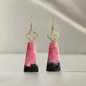 Brass + Stone Earrings:  Rhodonite